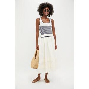 MOON RIVER Cream Striped Midi Dress Size XS NWT Retail  $124 Tuckernuck